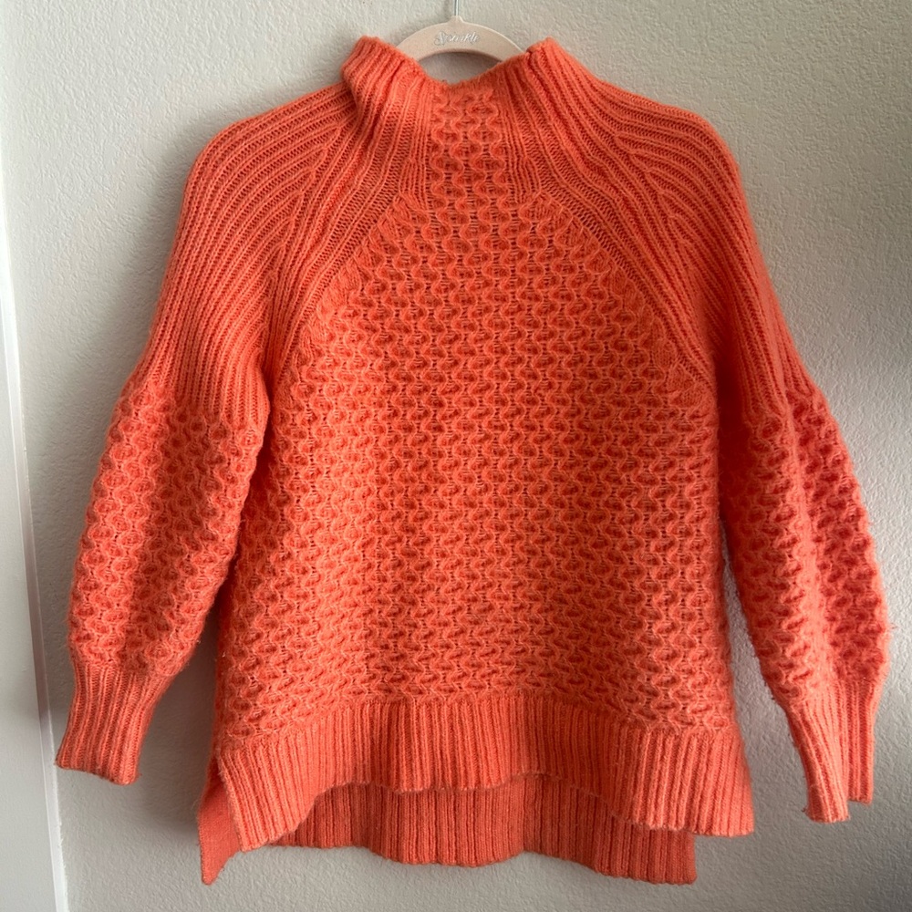 Anthropologie Vibrant Orange Cowl Sweater